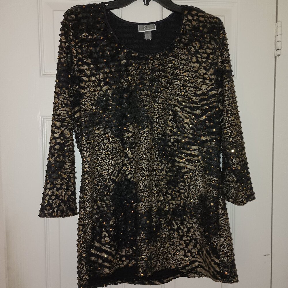 Jm Collection Shimmery Sequinned Top Size Large - image 1